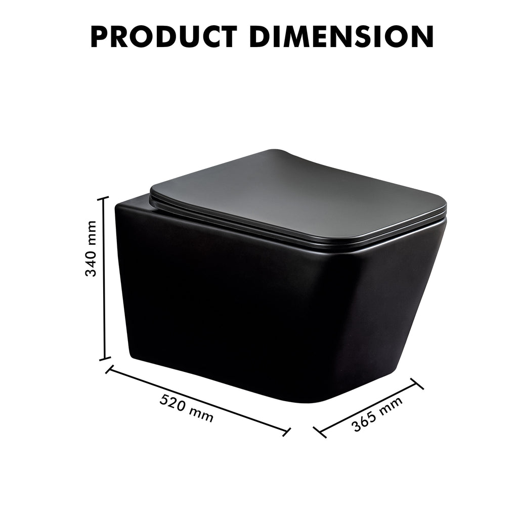 Wall Mounted Ceramic One Piece Closet - Zume Black Matt