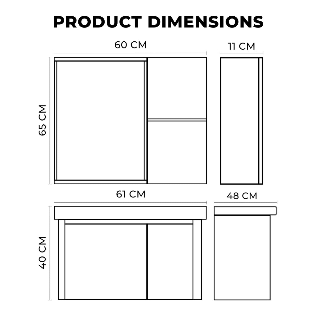 Washbasin Cabinet Along with Mirror Cabinet - Almos Grey
