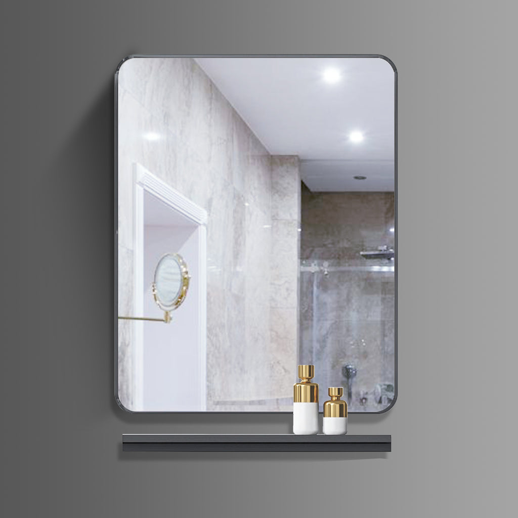 Washbasin Cabinet with Mirror and Shelf - Brown Marble