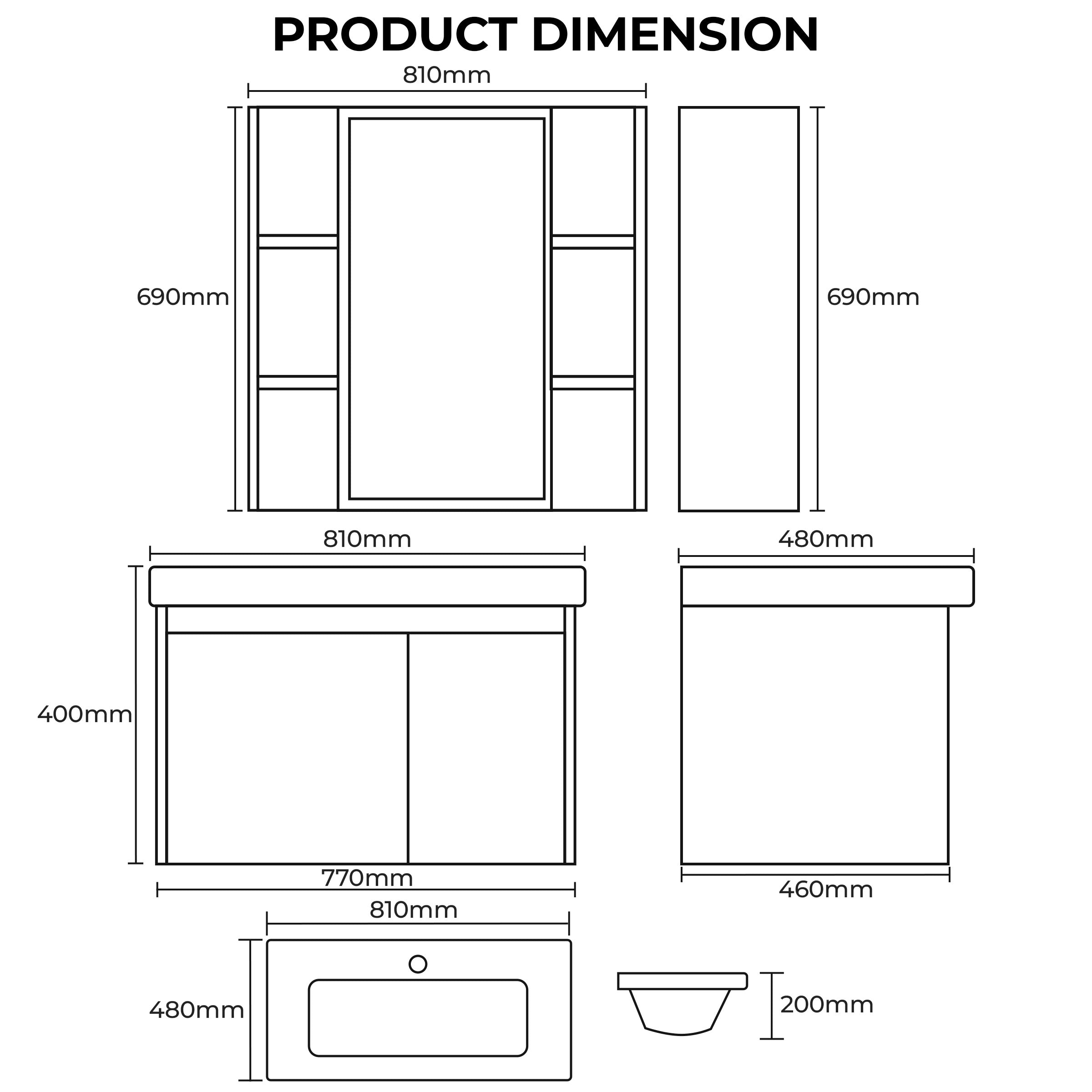 Carbon Fiber Cabinet with Mirror Cabinet - Dual Merino