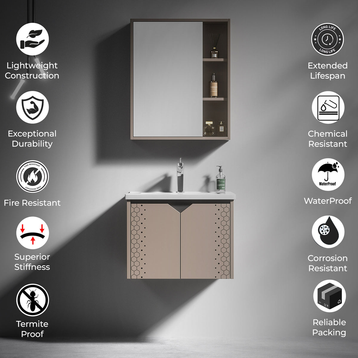 Carbon Fiber Cabinet with Mirror Cabinet - TR 3520