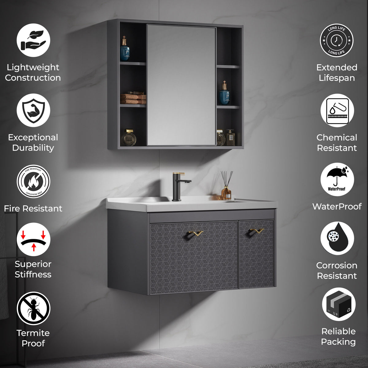Carbon Fiber Cabinet with Mirror Cabinet