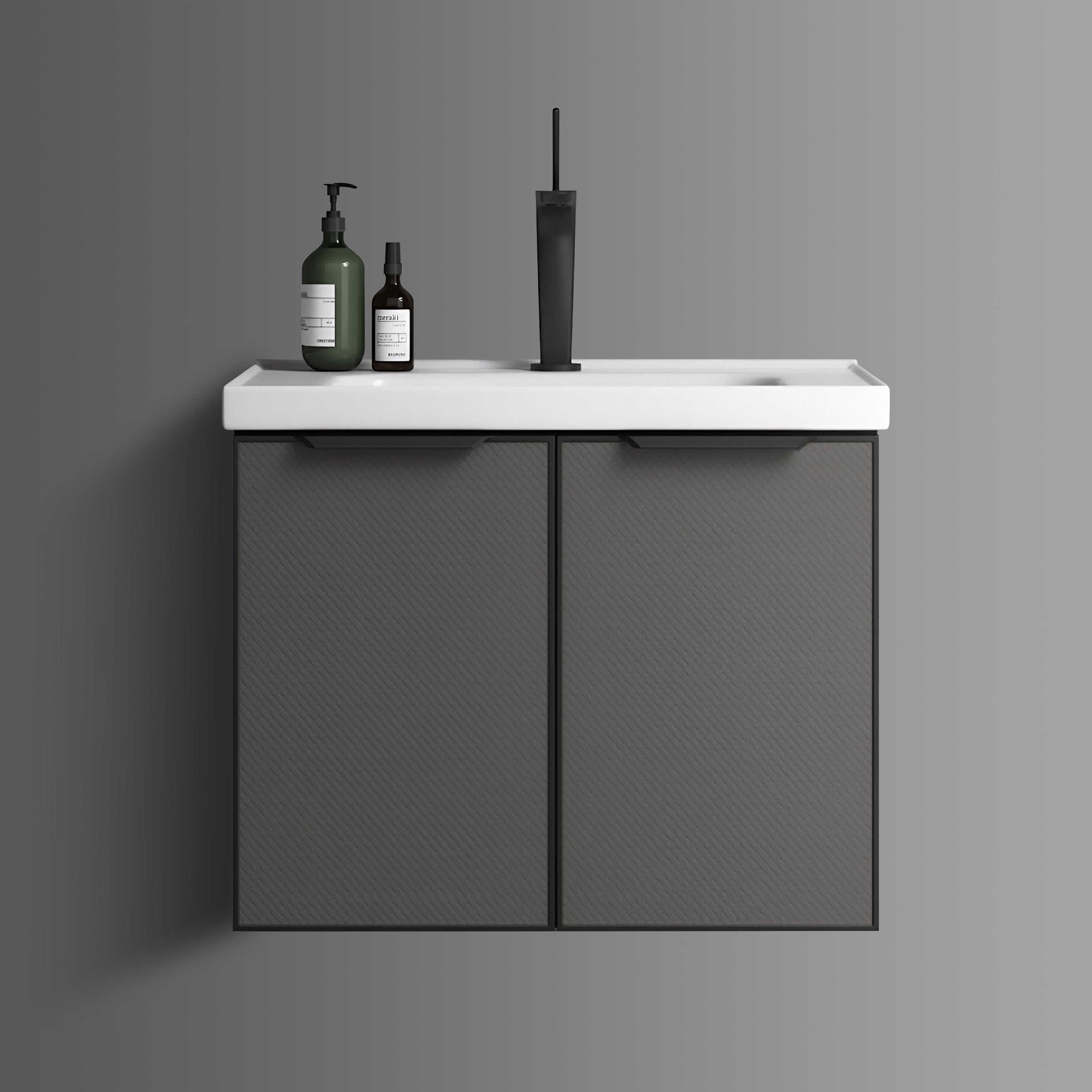 Washbasin Cabinet Along with Mirror Cabinet - Nolge Grey