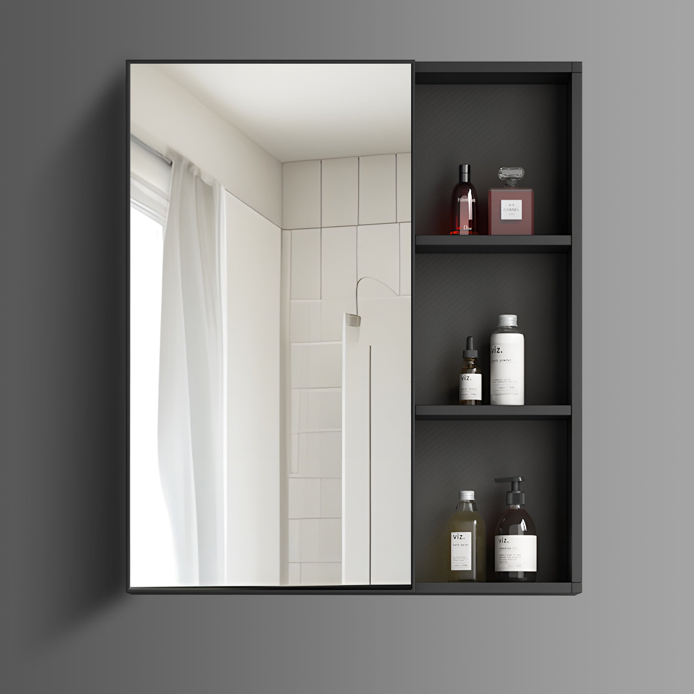 Washbasin Cabinet Along with Mirror Cabinet - Nolge Grey